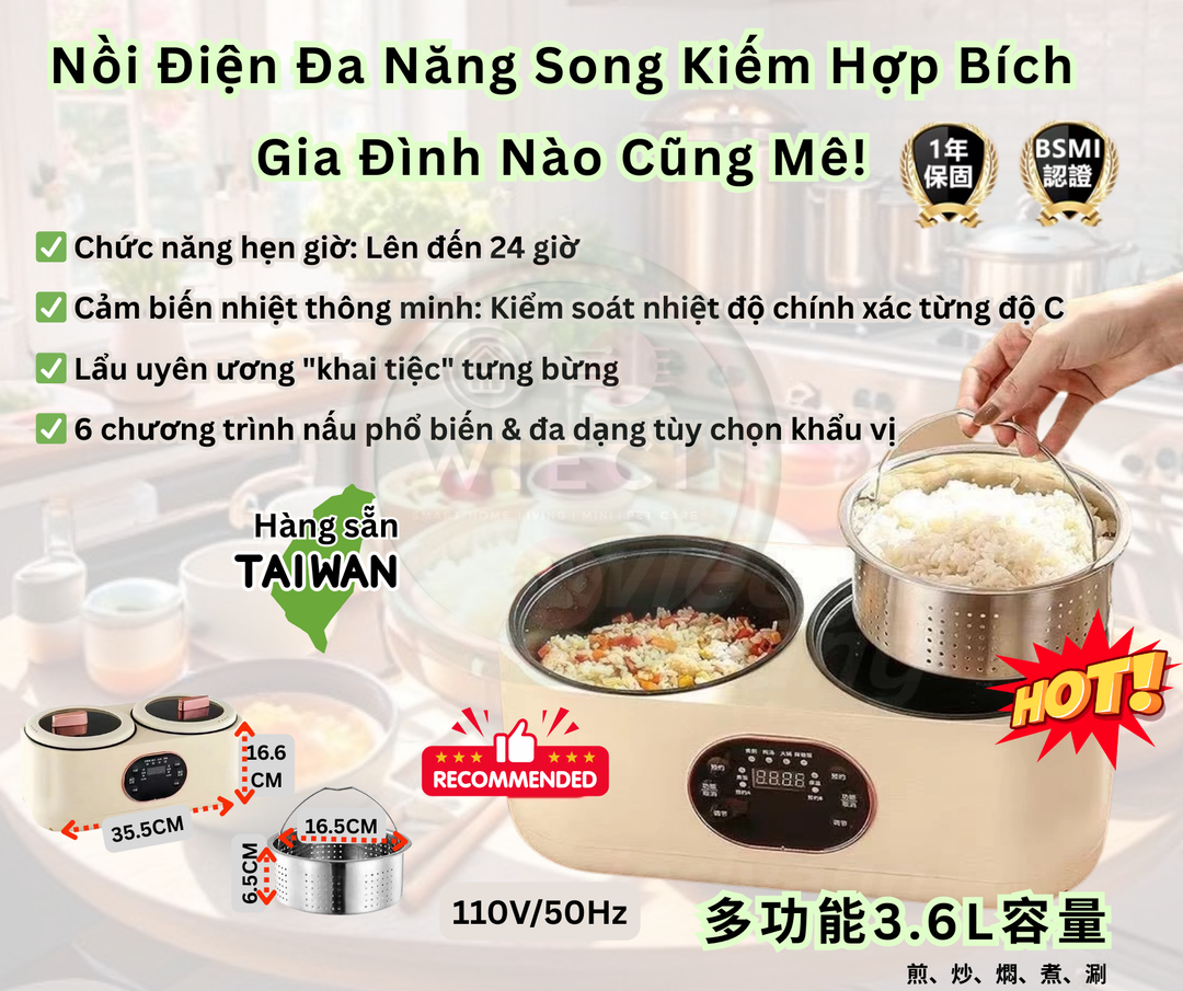 Nồi Điện Đa Năng Song Kiếm Hợp Bích - Gia Đình Nào Cũng Mê!