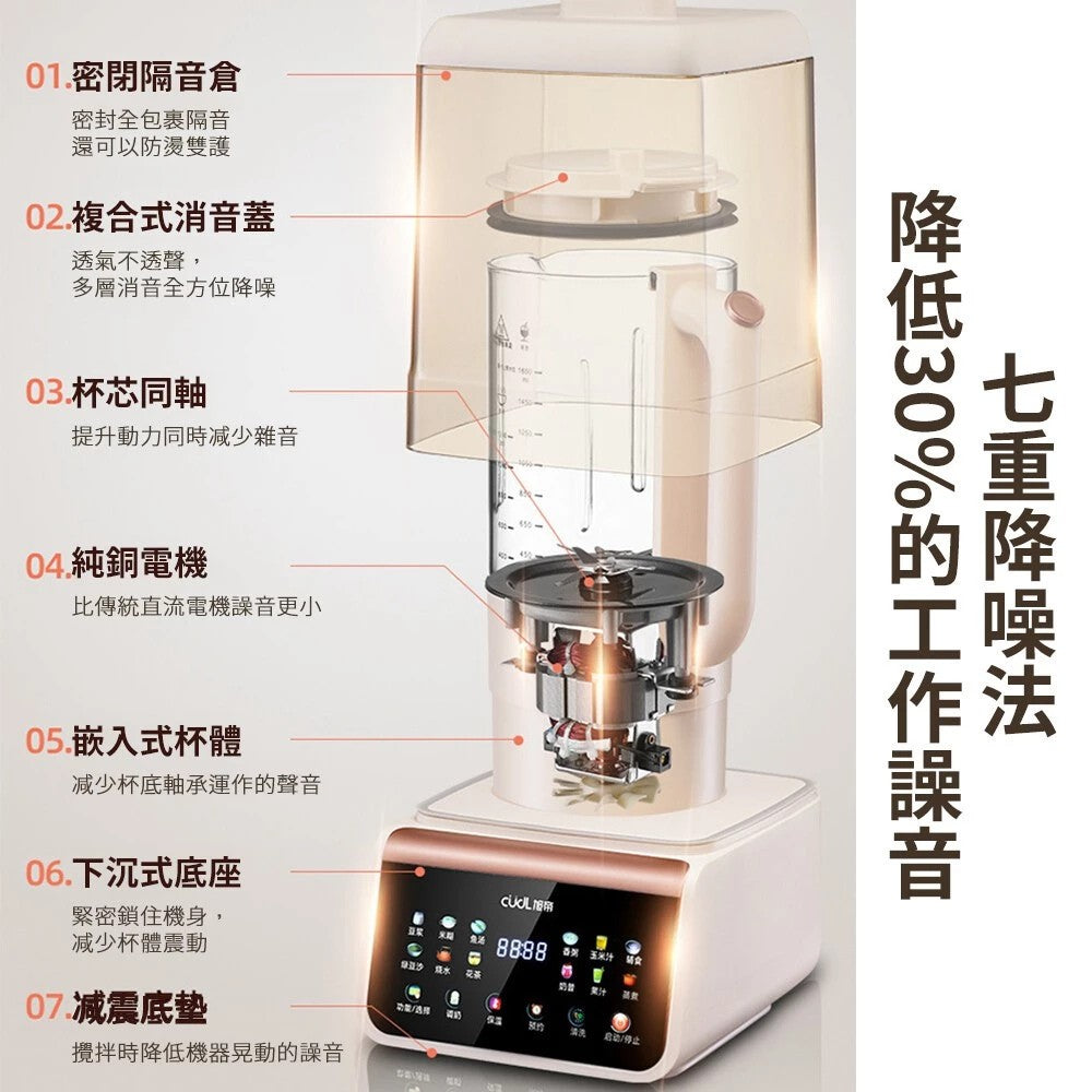 110V【8葉刀 保固二年】1650ML萬能 破壁機　冷熱雙打　